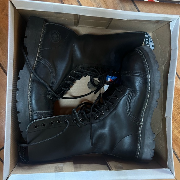 Grinders “Herald” Black Leather 14 Hole Steel Toe Boots Mens UK 5 US W 7… - Picture 2 of 16